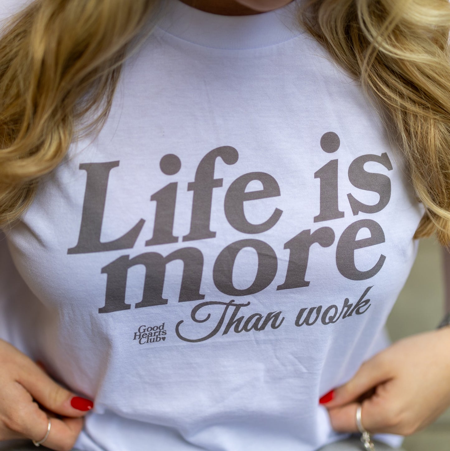 Life is more than work Shortee female focused shorter boxie tee