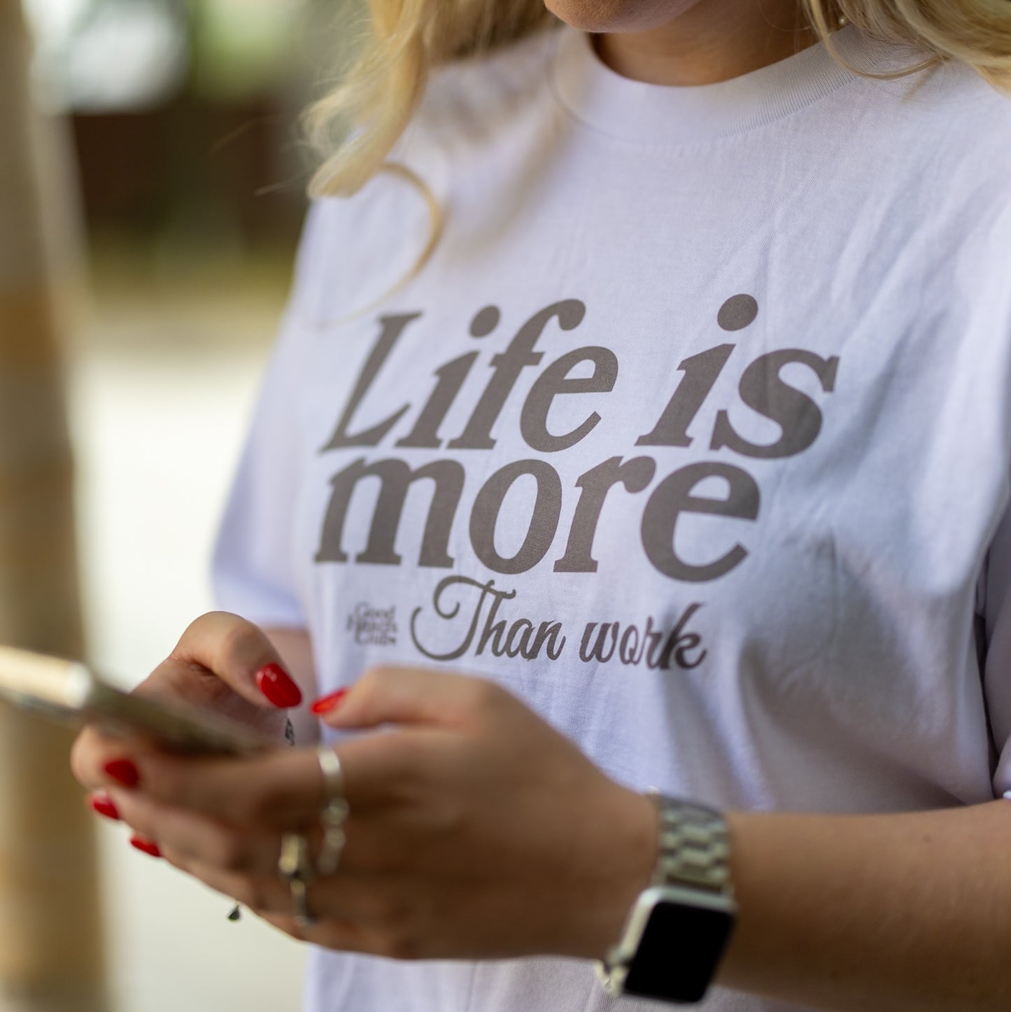Life is more than work Shortee female focused shorter boxie tee