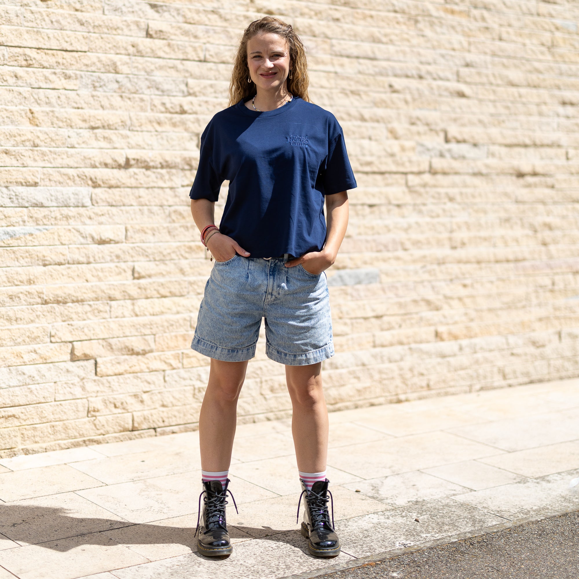 Embroidered Navy Logo Thread Shortee