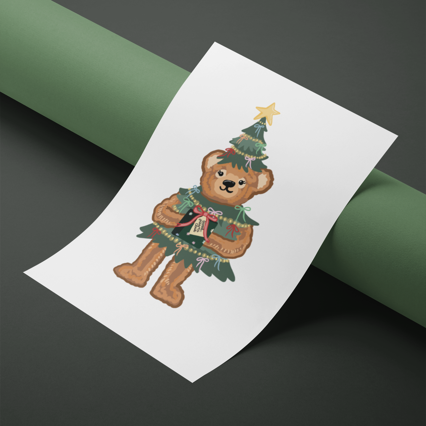 Christmas Tree Bonnie Bear Print
